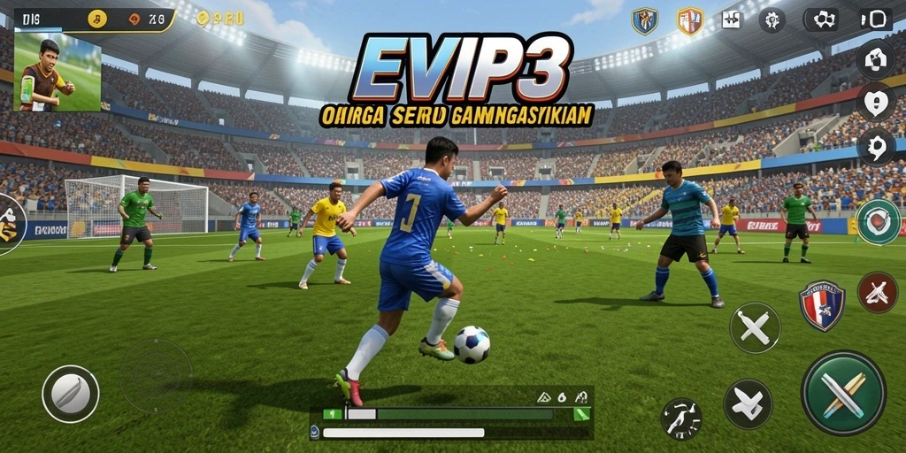 Screenshot utama EVIP3 menampilkan serunya gameplay olahraga yang kompetitif.