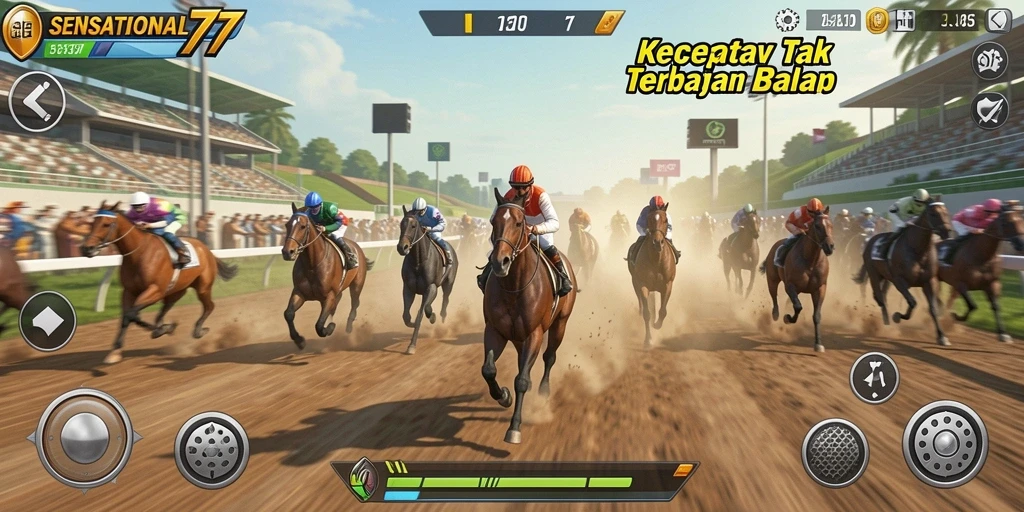 Gameplay mendebarkan di lintasan balap dengan SENSATIONAL77.